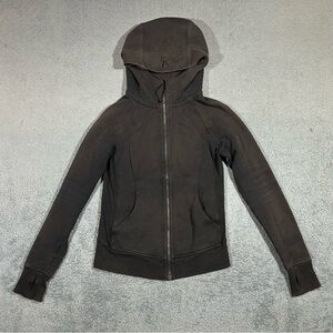 Lululemon Scuba Full-Zip Hoodie black cotton-blend fleece Size 4 Sun Faded #1735